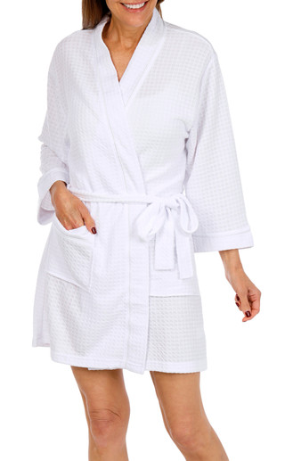 Thumbnail 1: Jasmine Rose Jasmine Rose Womens 36 in Houndstooth Kimono Wrap Robe 