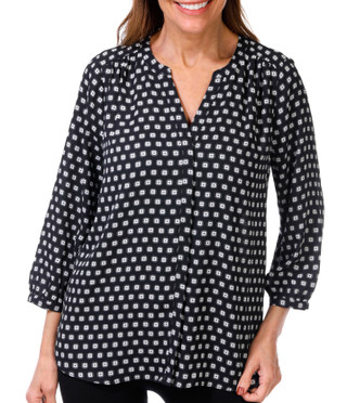 Thumbnail 1: NYDJ NYDJ Womens Pintuck 3/4 Sleeve Pintuck Blouse 