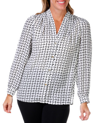 Thumbnail 1: NINE WEST Nine West Womens Long Sleeve Button Down Top 