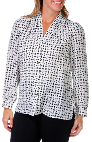 Thumbnail 4: NINE WEST Nine West Womens Long Sleeve Button Down Top 