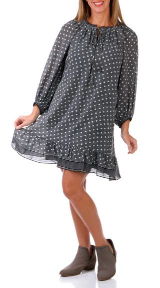 Thumbnail 4: MAX STUDIO Max Studio Womens Long Sleeve Georgette Retro Dot Dress 