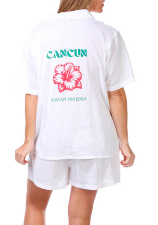 Thumbnail 3: Club Z Club Z Womens 2 Pc Cancun Shorts Swim Cover Up Set 