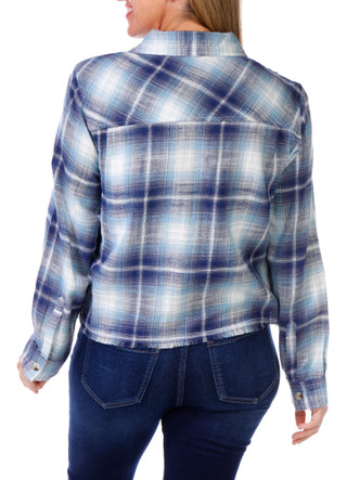 Thumbnail 3: BUNULU Bunulu Womens Long Sleeve Plaid Button Down Top 