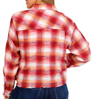 Thumbnail 2: BUNULU Bunulu Womens Long Sleeve Plaid Button Down Top 