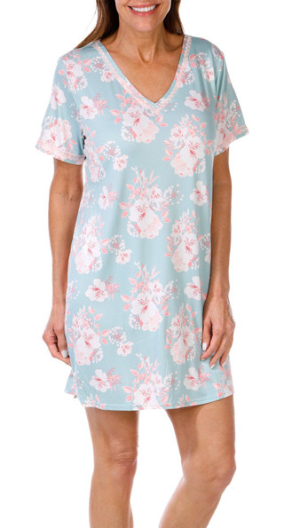 Thumbnail 4: FLORA NIKROOZ Flora Nikrooz Womens Short Sleeve Floral Lace Sleep Shirt 