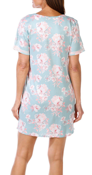 Thumbnail 3: FLORA NIKROOZ Flora Nikrooz Womens Short Sleeve Floral Lace Sleep Shirt 