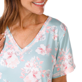 Thumbnail 2: FLORA NIKROOZ Flora Nikrooz Womens Short Sleeve Floral Lace Sleep Shirt 
