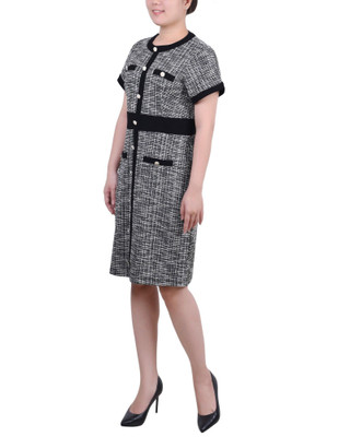 Thumbnail 2: NY COLLECTION NY Collection Womens Short Sleeve Tweed Dress 