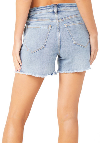 Thumbnail 2: Kensie Kensie Womens Rivet Fray Hem Denim Shorts 