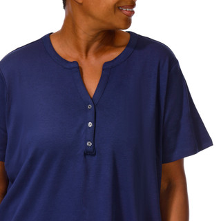 Thumbnail 3: Coral Bay Coral Bay Plus Solid Short Sleeve Henley Top 