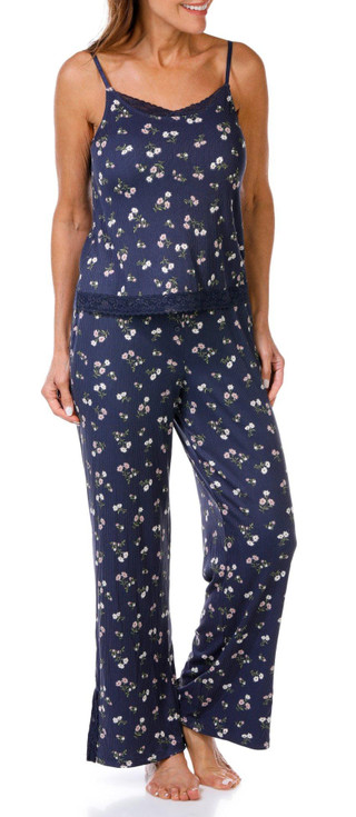 Thumbnail 1: JACLYN Jaclyn Womens 2 Pc Lace Tank & Pants Pajama Set 