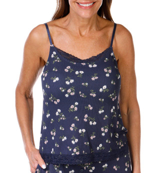 Thumbnail 2: JACLYN Jaclyn Womens 2 Pc Lace Tank & Pants Pajama Set 