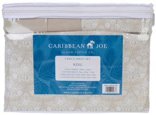 Thumbnail 3: Caribbean Joe Caribbean Joe 6 Pc King Cooling Shell Medallion Sheet Set 