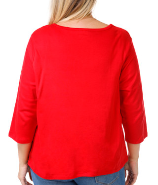 Thumbnail 2: Coral Bay Coral Bay Plus 3/4 Sleeve Solid Metal Bar Neck Top 