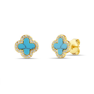 Thumbnail 1: ISABELLA M Isabella M 14K Turquoise Clover Stud Earrings 