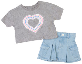 Thumbnail 1: Jessica Simpson Jessica Simpson Toddler Girls 2 Pc Heart Shirt Skirt Set 