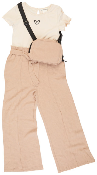 Thumbnail 1: Derek Heart Derek Heart Big Girls Short Sleeve Jumpsuit & Bag Set 