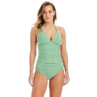 Thumbnail 3: Into The Bleu Into the Bleu Womens Searsucker Halter Tankini Top 