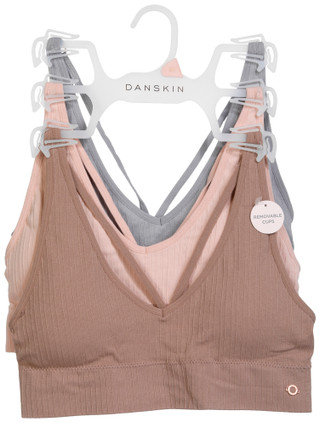 Thumbnail 1: Danskin Danskin Womens 3 Pk Wireless Pintuck Ribbed Bralettes 
