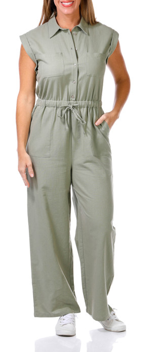 Thumbnail 1: HARLOW & ROSE Harlow & Rose Womens Sleeveless Cotton Slub Jumpsuit 