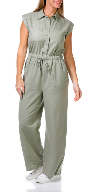 Thumbnail 4: HARLOW & ROSE Harlow & Rose Womens Sleeveless Cotton Slub Jumpsuit 