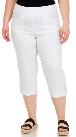 Thumbnail 1: Coral Bay Coral Bay Plus 21 In Pearl Button Hem Capris 