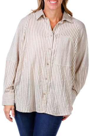 Thumbnail 1: VINTAGE HAVANA Vintage Havana Womens Long Sleeve Button Down Top 
