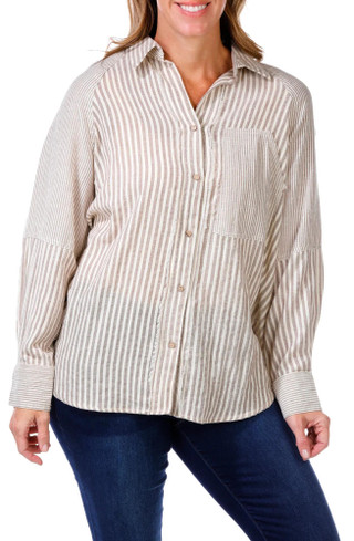 Thumbnail 3: VINTAGE HAVANA Vintage Havana Womens Long Sleeve Button Down Top 