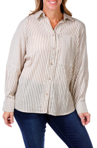 Thumbnail 4: VINTAGE HAVANA Vintage Havana Womens Long Sleeve Button Down Top 