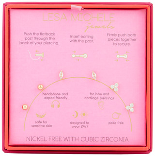 Thumbnail 1: Lesa Michele Lesa Michele 6 Pc Gold Flatback Stud Earring Set 