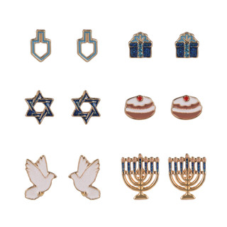 Thumbnail 1: Hallmark Hallmark 6 Pk Hanukkah Stud Earrings 