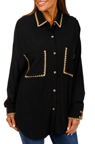 Thumbnail 1: VINTAGE HAVANA Vintage Havana Womens Long Sleeve Button Down Top 