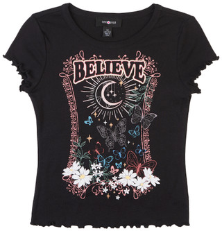 Thumbnail 1: Amy Byer Amy Byer Big Girls Short Sleeve Believe Top 