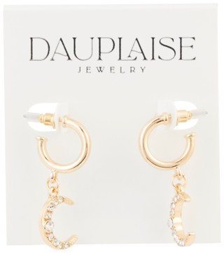 Thumbnail 1: DAUPLAISE JEWELRY Dauplaise Jewlery Gold Hoop with Moon Charm 