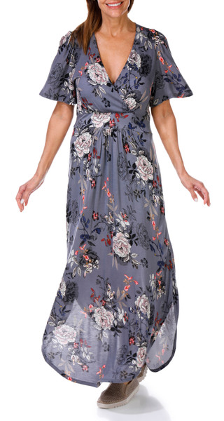 Thumbnail 4: SEVEN7 Seven7 Womens Short Sleeve Hanky Hem Long Dress 