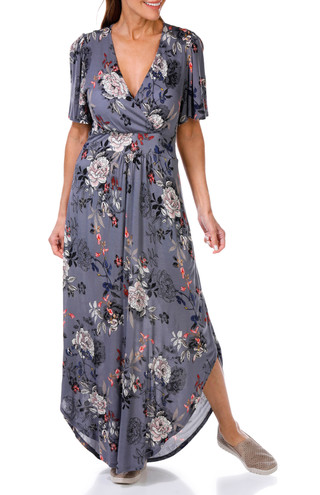 Thumbnail 1: SEVEN7 Seven7 Womens Short Sleeve Hanky Hem Long Dress 