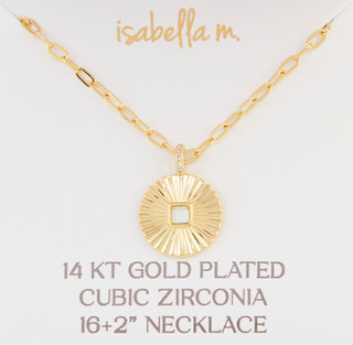 Thumbnail 1: ISABELLA M Aquamir Gold-Tone Chain Pendant Necklace 