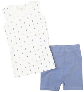 Thumbnail 1: MONTEE Montee Baby Boys 2 Pc Anchor Shorts Set 