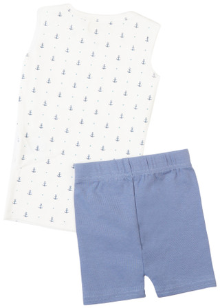 Thumbnail 2: MONTEE Montee Baby Boys 2 Pc Anchor Shorts Set 