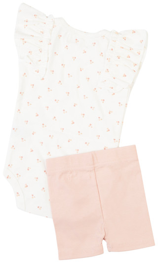 Thumbnail 2: MONTEE Montee Baby Girls 2 Pc Ruffle Floral Shorts Set 