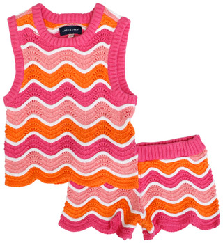 Thumbnail 1: Andy & Evan Andy & Evan Toddler Girls 2 Pc Rainbow Crochet Scallop Set 