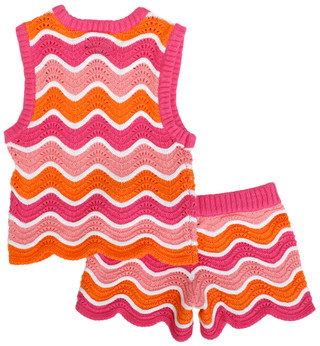 Thumbnail 2: Andy & Evan Andy & Evan Toddler Girls 2 Pc Rainbow Crochet Scallop Set 