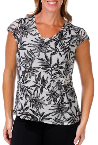 Thumbnail 1: HARPER 241 Harper 241 Womens Short Sleeve Print Mesh Ring Top 