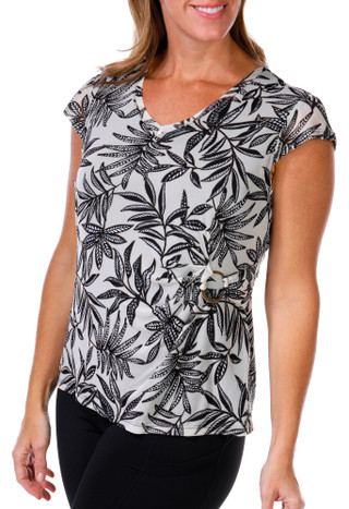 Thumbnail 4: HARPER 241 Harper 241 Womens Short Sleeve Print Mesh Ring Top 