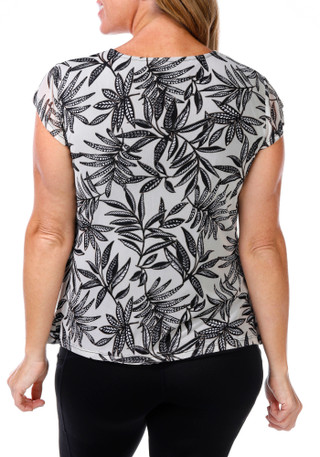 Thumbnail 3: HARPER 241 Harper 241 Womens Short Sleeve Print Mesh Ring Top 