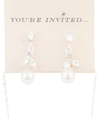 Thumbnail 2: You're Invited You're Invited 16 In. Silver Pearl Drop Necklace 