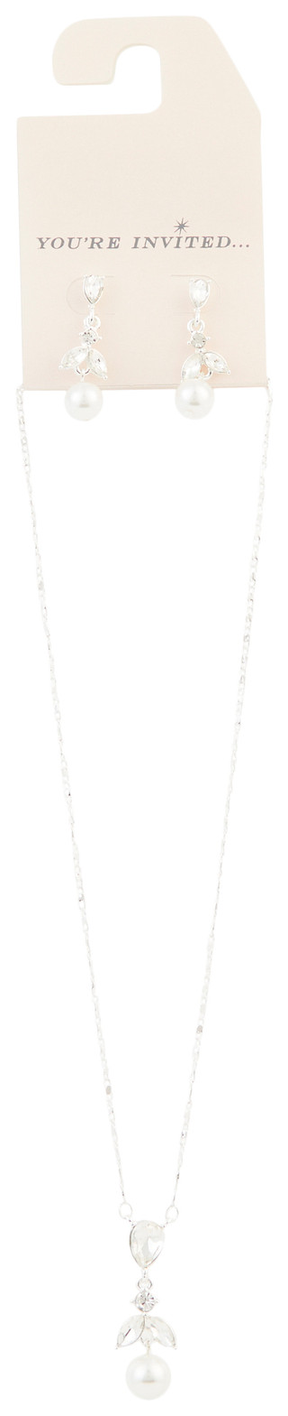 Thumbnail 1: You're Invited You're Invited 16 In. Silver Pearl Drop Necklace 