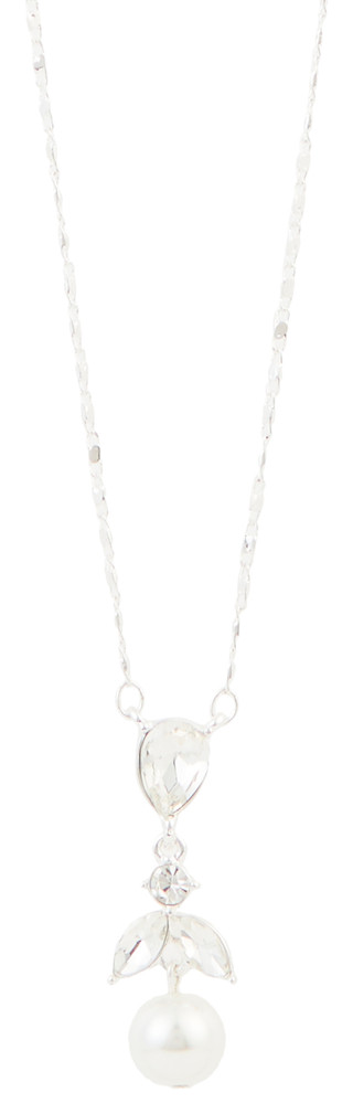 Thumbnail 3: You're Invited You're Invited 16 In. Silver Pearl Drop Necklace 