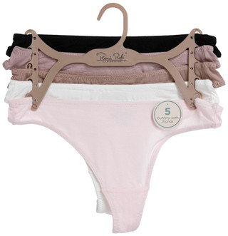 Thumbnail 1: Rene Rofe Rene Rofe Womens 5 Pk Buttery Soft Thong Panties 