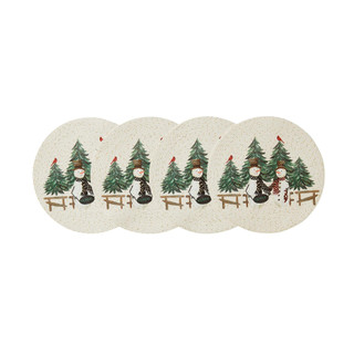 Thumbnail 2: Avanti Avanti Linens 4 Pc. Country Snowman Round Placemats 